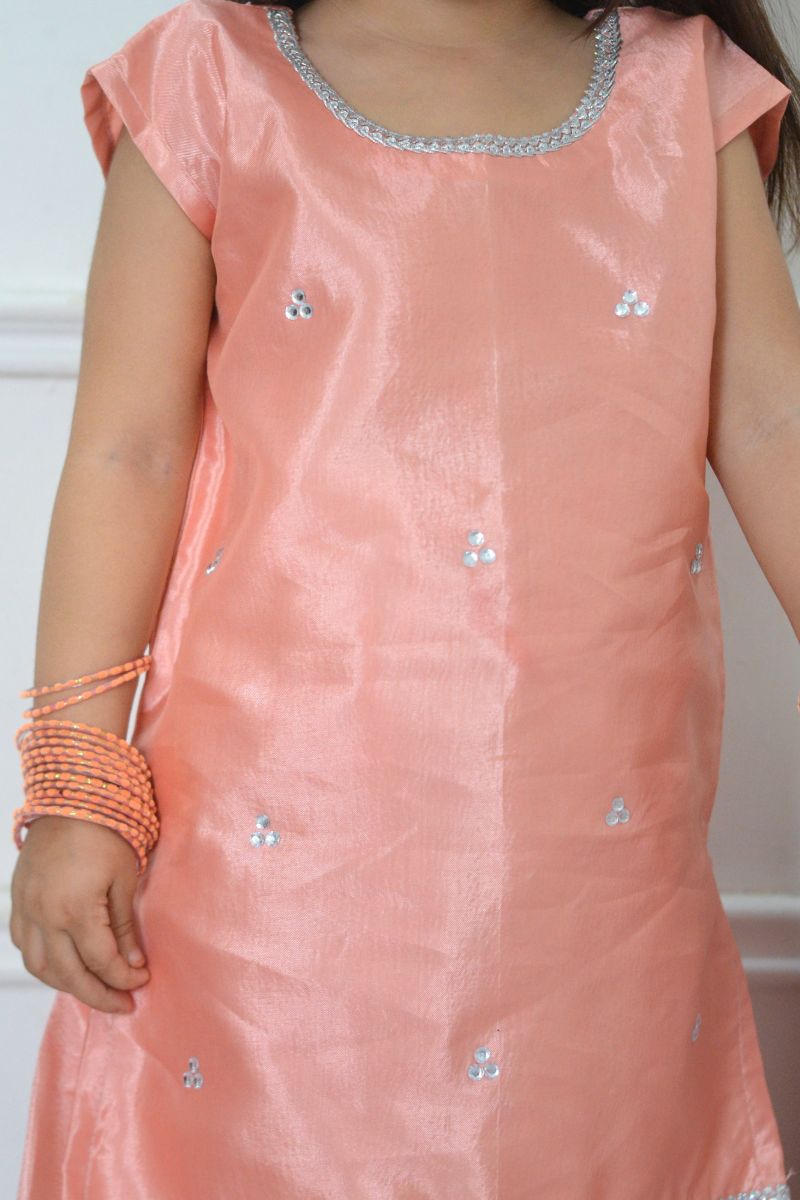 Mom4little - Peach Katan Farshi shalwar set - 2 Piece - Image 5