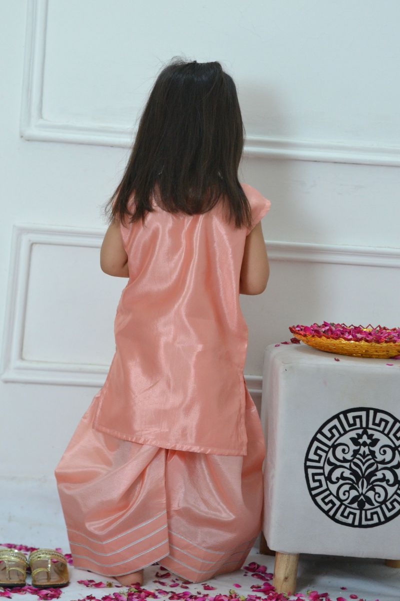Mom4little - Peach Katan Farshi shalwar set - 2 Piece - Image 6