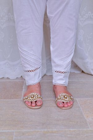 Mom4Little - White Trouser styled with lace MFL-TR02 - 1 Piece
