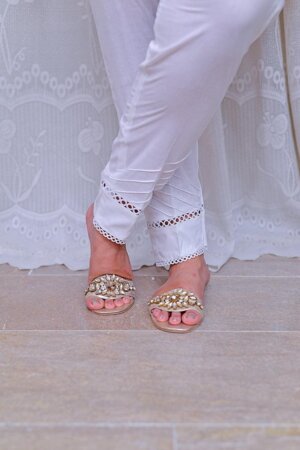 Mom4Little - White Trouser styled with lace MFL-TR02 - 1 Piece