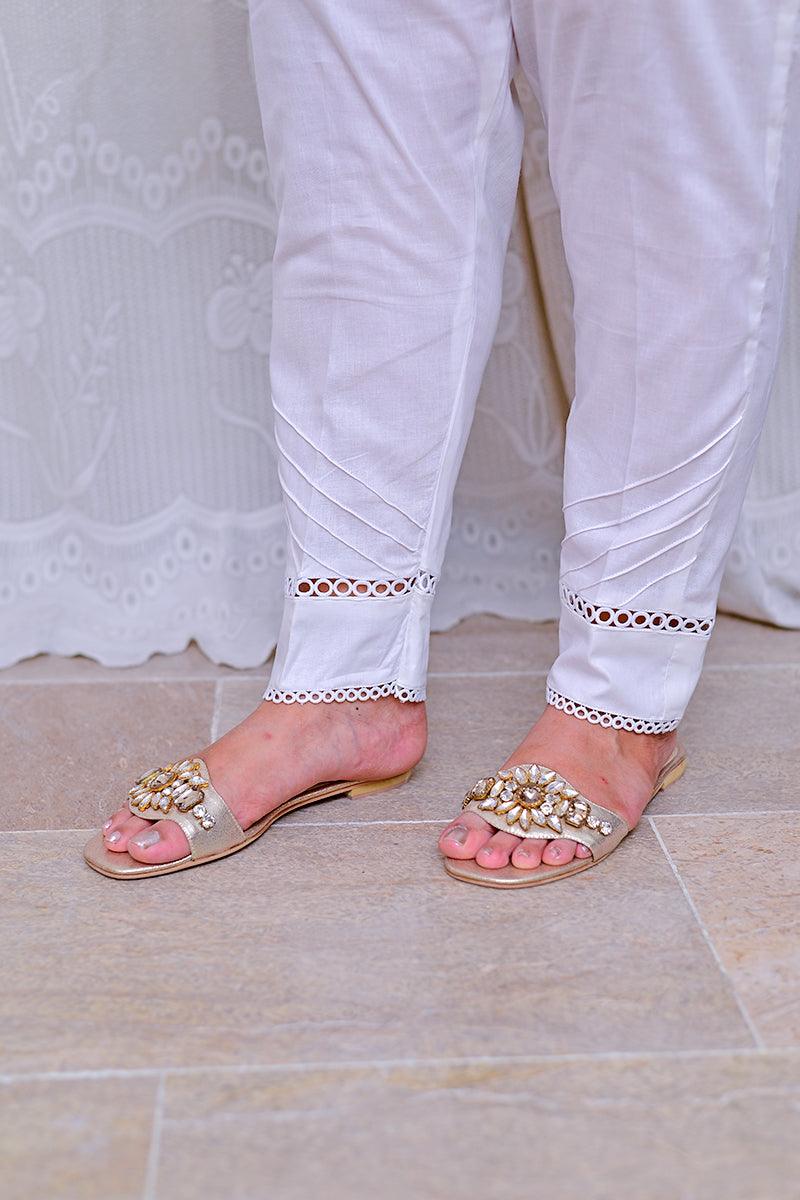 Mom4Little - White Trouser styled with lace MFL-TR02 - 1 Piece - Image 4