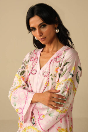 Blush Bloom Kaftan with Pants - Farida Hasan - RTD