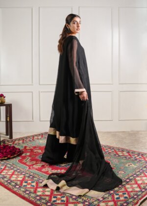 Black Chatta Patti Kalidaar Kurta and Trouser Set