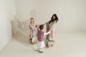 Blue Elephant Kurta with Purple Waistcoat Set - RTD