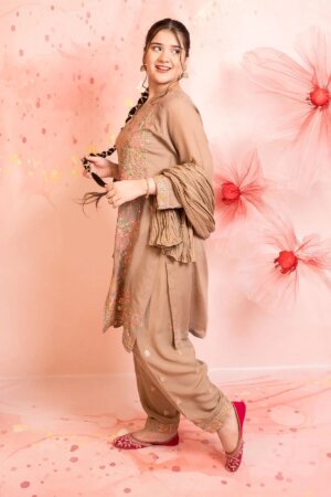 Boski Linen Embroidered 3 Pc Suit