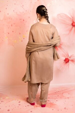 Boski Linen Embroidered 3 Pc Suit