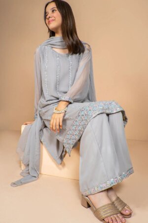 Chiffon Embroidered 3 Pc Suit