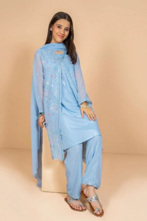Chiffon Embroidered 3 Pc Suit