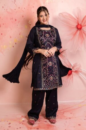 Cotton Embroidered 3 Pc Suit