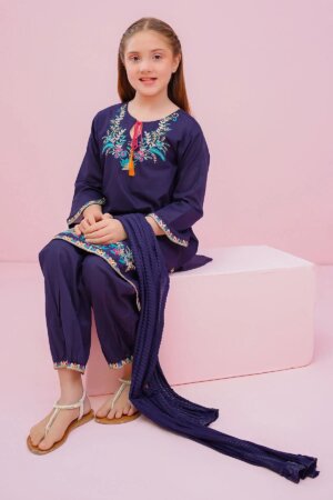 Cotton Embroidered 3 Pc Suit
