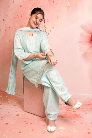 Cotton Embroidered 3 Pc Suit