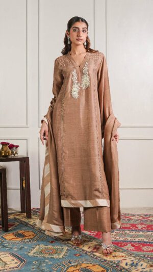 Mocha Kurta and trouser set