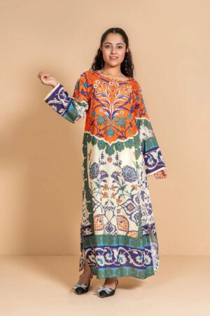 Poly Lawn Digital Printed Kaftan
