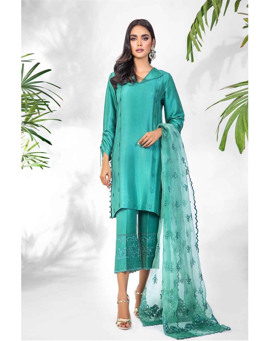 Teal Rawsilk suit