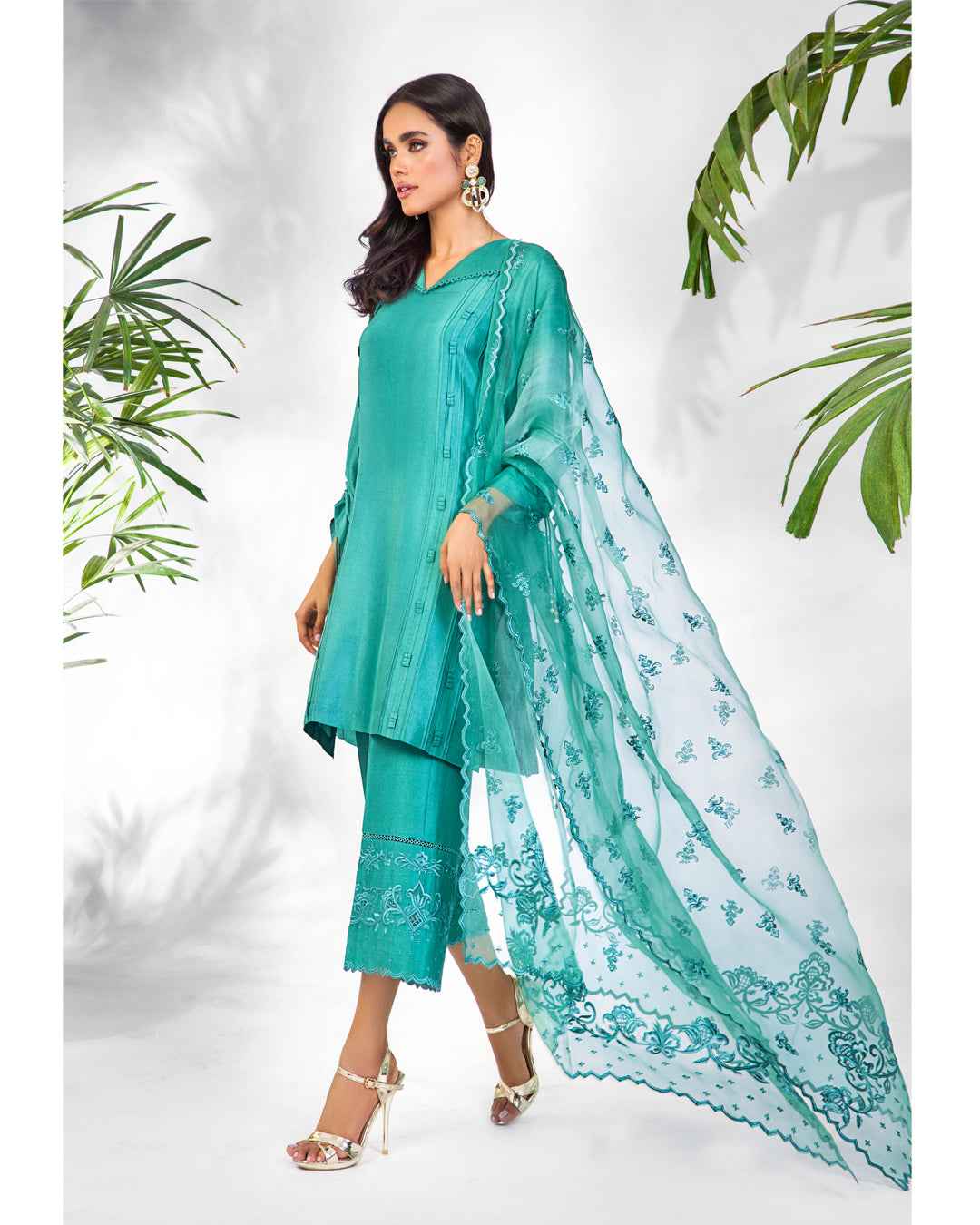 Teal Rawsilk suit - Image 2