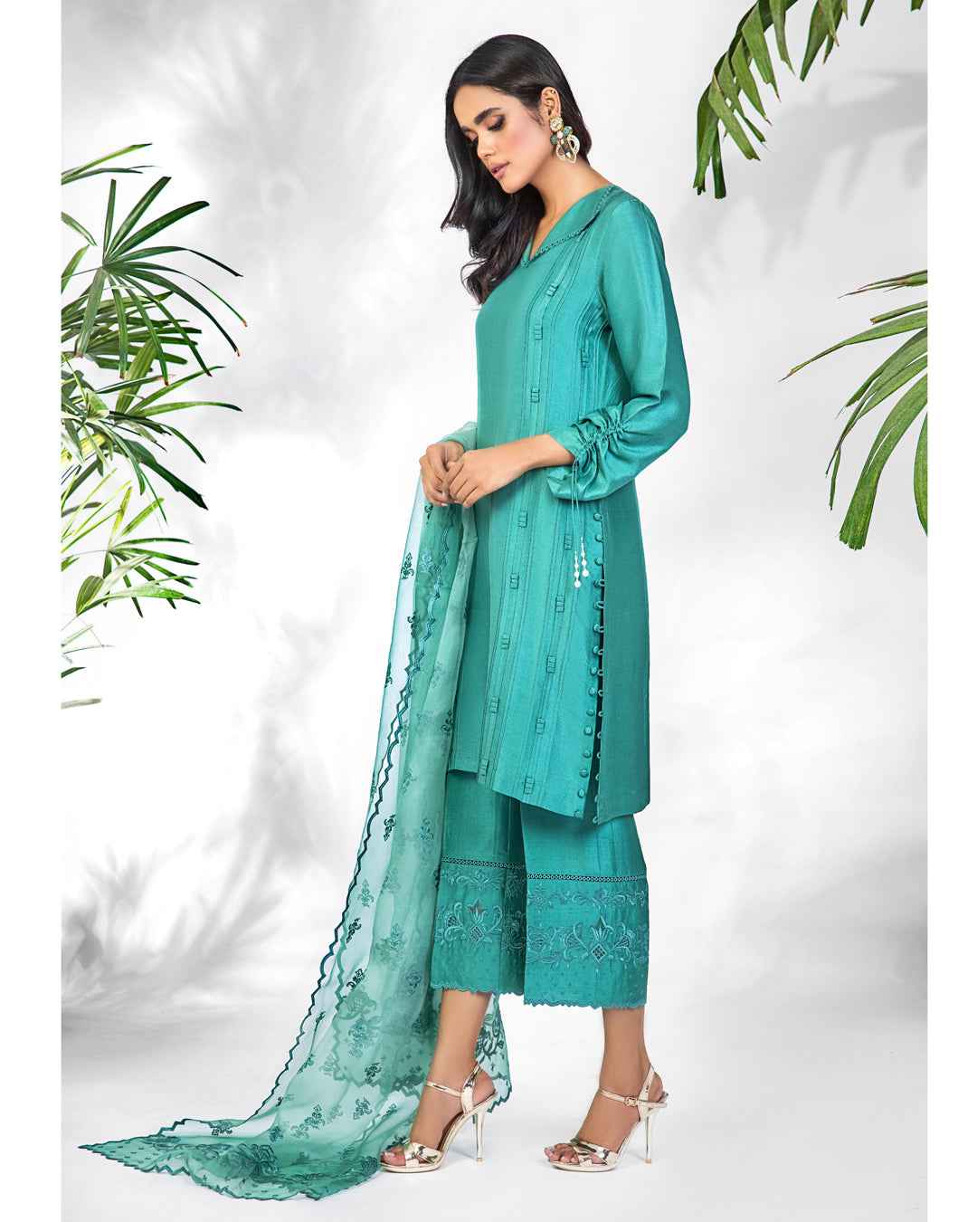 Teal Rawsilk suit - Image 3