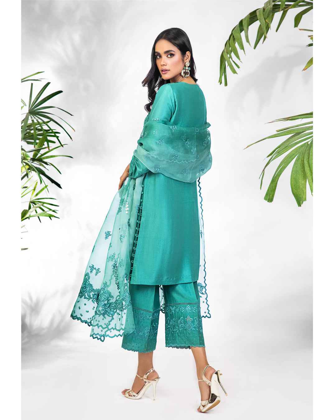 Teal Rawsilk suit - Image 4